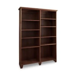 Custom Solid Wood Shaker Wide Open Shelf Bookcase 13 Custom Solid Wood Shaker Wide Open Shelf Bookcase -VERMONT WOODS Shaker Wide Bookcase 50x72 Natural Walnut