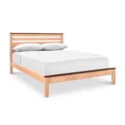 Skyline Panel Bed -VERMONT WOODS Skyline Panel Bed Queen Natural Maple Walnut Caps