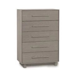Sloane 5-Drawer Wide Chest - Solid American Hardwood -VERMONT WOODS Sloane Oak 5 Drawer Wide Chest Weathered Oak