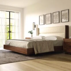 Copeland Furniture Sloane Floating Bed -VERMONT WOODS Sloane Walnut Floating Bed Life 1