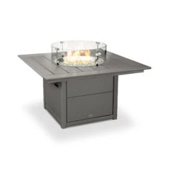 POLYWOOD 42-Inch Square Fire Pit Table - Durable All-Weather Outdoor Centerpiece -VERMONT WOODS Square 42 Inch Fire Pit Table CTF42SGY Slate Grey