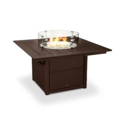 POLYWOOD 42-Inch Square Fire Pit Table - Durable All-Weather Outdoor Centerpiece -VERMONT WOODS Square 42 Inch Fire Pit Table CTF42SMA Mahogany
