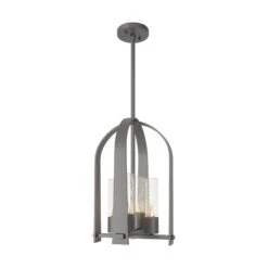 Triomphe Designer Outdoor Lantern - Arched Transitional Caged Light 39 Triomphe Designer Outdoor Lantern - Arched Transitional Caged Light -VERMONT WOODS Triomphe Outdoor Lantern Coastal Burnished Steel Seeded Clear