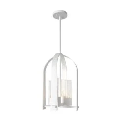 Triomphe Designer Outdoor Lantern - Arched Transitional Caged Light 41 Triomphe Designer Outdoor Lantern - Arched Transitional Caged Light -VERMONT WOODS Triomphe Outdoor Lantern White Seeded Clear