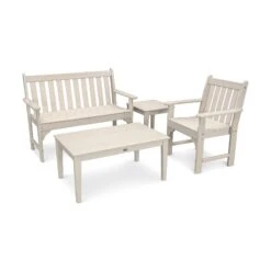 POLYWOOD Vineyard 4-Piece Outdoor Bench Seating Set 14 POLYWOOD Vineyard 4-Piece Outdoor Bench Seating Set -VERMONT WOODS Vineyard 4 Piece Bench Seating Set PWS356 1 SA Sand