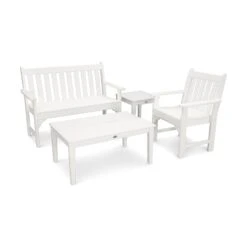 POLYWOOD Vineyard 4-Piece Outdoor Bench Seating Set 15 POLYWOOD Vineyard 4-Piece Outdoor Bench Seating Set -VERMONT WOODS Vineyard 4 Piece Bench Seating Set PWS356 1 WH White