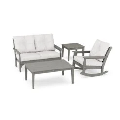 POLYWOOD Vineyard 4-Piece Deep Seating Rocker Set 11 POLYWOOD Vineyard 4-Piece Deep Seating Rocker Set -VERMONT WOODS Vineyard 4 Piece Deep Seating Rocker Set PWS397 2 GY152939 Slate Grey Natural Linen