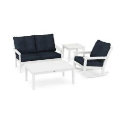 POLYWOOD Vineyard 4-Piece Deep Seating Rocker Set 15 POLYWOOD Vineyard 4-Piece Deep Seating Rocker Set -VERMONT WOODS Vineyard 4 Piece Deep Seating Rocker Set PWS397 2 WH145991 White Marine Indigo