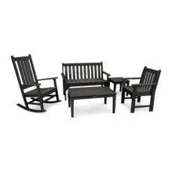POLYWOOD Vineyard 5-Piece Bench & Rocking Chair Furniture Set