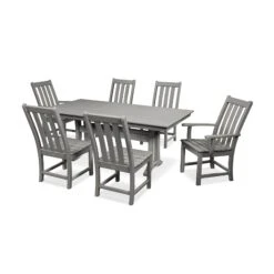 POLYWOOD Vineyard 7-Piece Farmhouse Trestle Dining Set