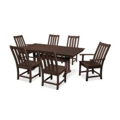 POLYWOOD Vineyard 7-Piece Farmhouse Trestle Dining Set -VERMONT WOODS Vineyard 7 Piece Farmhouse Trestle Dining Set PWS340 1 MA Mahogany