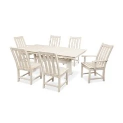 POLYWOOD Vineyard 7-Piece Farmhouse Trestle Dining Set -VERMONT WOODS Vineyard 7 Piece Farmhouse Trestle Dining Set PWS340 1 SA Sand