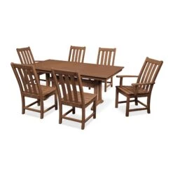 POLYWOOD Vineyard 7-Piece Farmhouse Trestle Dining Set -VERMONT WOODS Vineyard 7 Piece Farmhouse Trestle Dining Set PWS340 1 TE Teak