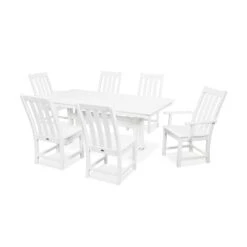 POLYWOOD Vineyard 7-Piece Farmhouse Trestle Dining Set -VERMONT WOODS Vineyard 7 Piece Farmhouse Trestle Dining Set PWS340 1 WH White