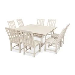 POLYWOOD Vineyard 9-Piece Farmhouse Trestle Dining Set 14 POLYWOOD Vineyard 9-Piece Farmhouse Trestle Dining Set -VERMONT WOODS Vineyard 9 Piece Farmhouse Trestle Dining Set PWS342 1 SA Sand