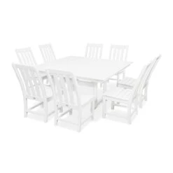 POLYWOOD Vineyard 9-Piece Farmhouse Trestle Dining Set 15 POLYWOOD Vineyard 9-Piece Farmhouse Trestle Dining Set -VERMONT WOODS Vineyard 9 Piece Farmhouse Trestle Dining Set PWS342 1 WH White