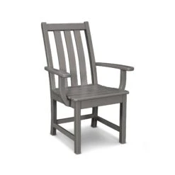 POLYWOOD Vineyard Dining Arm Chair: Timeless Style for Outdoor Entertaining -VERMONT WOODS Vineyard Dining Arm Chair VND230GY Slate Grey