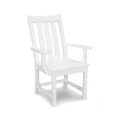POLYWOOD Vineyard Dining Arm Chair: Timeless Style for Outdoor Entertaining -VERMONT WOODS Vineyard Dining Arm Chair VND230WH White